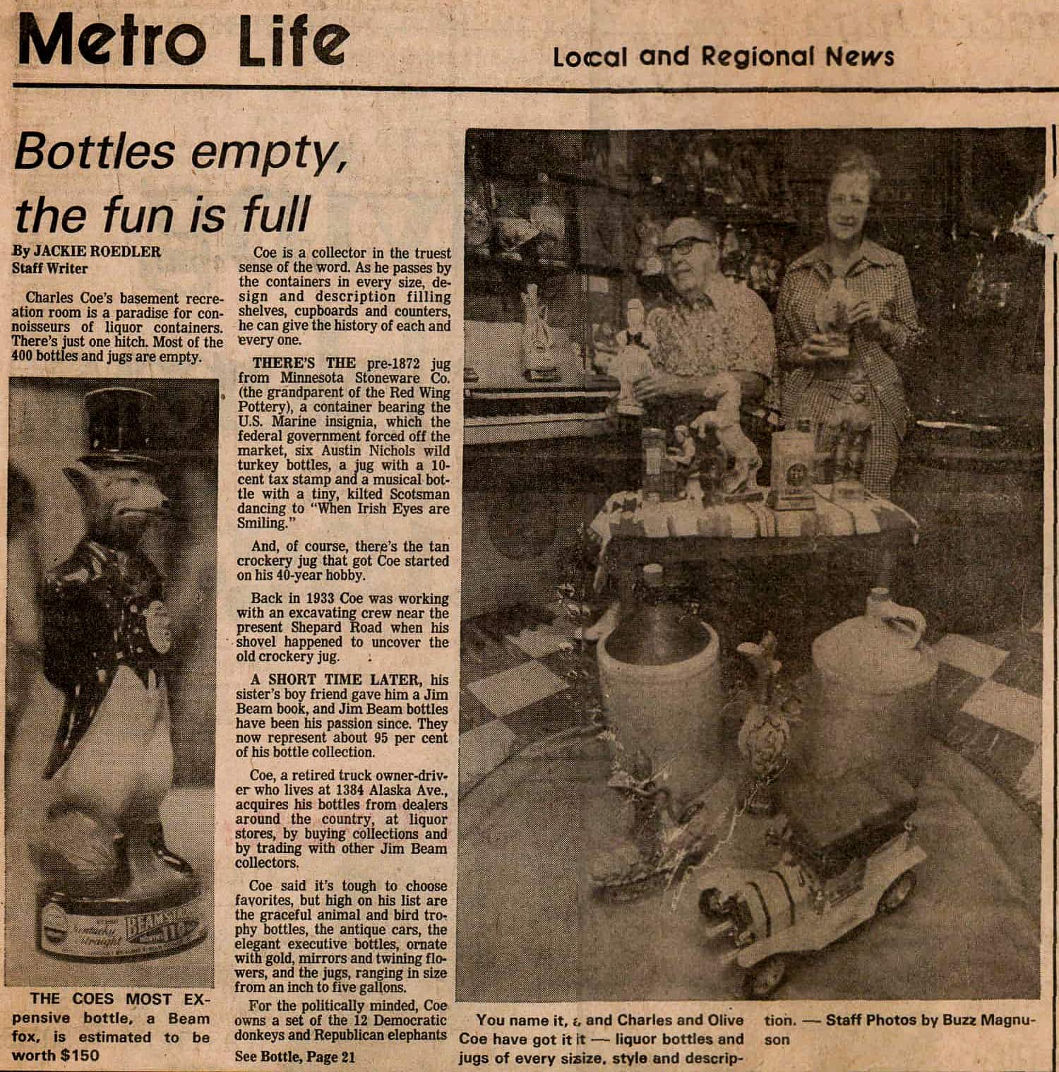 Charlie and Ollie in the Metro Life section of the old St. Paul Dispatch on June 20, 1977.