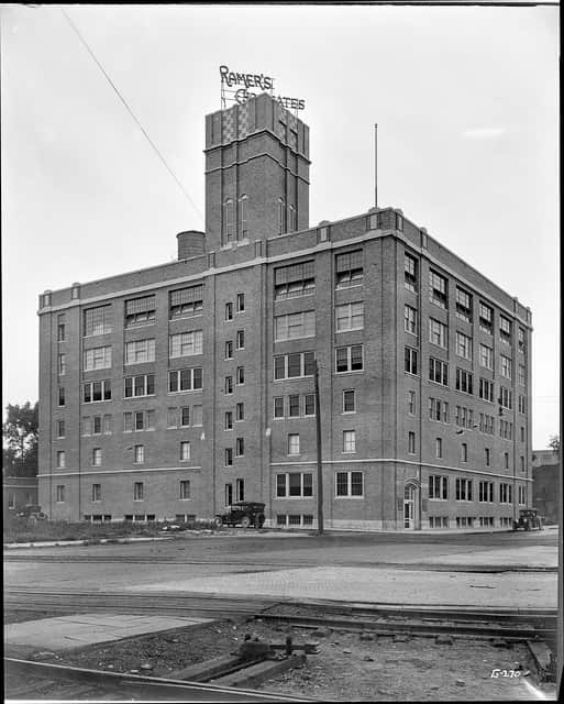 Long before its renovation for the police department, Ramer's Candy made its confectionaries in the building. This photo is from 1925. Photo by Charles P. Gibson and courtesy MnHS