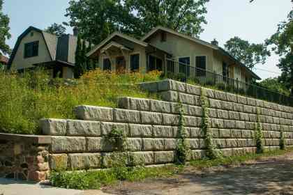 And at 2300 Doswell. Some serious engineering went into the design of the two-story retaining wall!